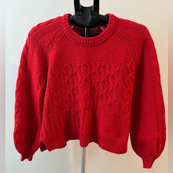 Madewell Red Cable Knit Women's Sweater size XS - Picture 1 of 4